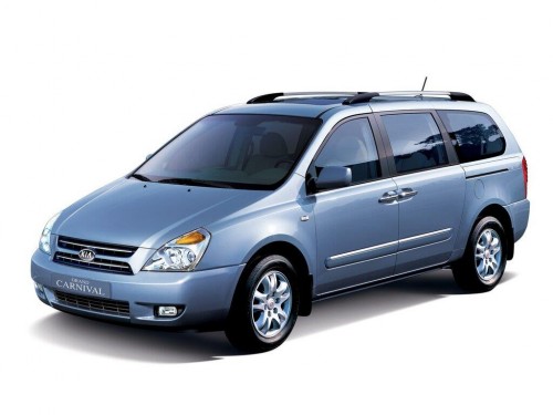 Характеристики автобуса Kia Grand Carnival 2.7 LPI AT GX (07.2005 - 01.2010): фото, места, схема, вместимость, скорость, двигатель, топливо, масса, отзывы