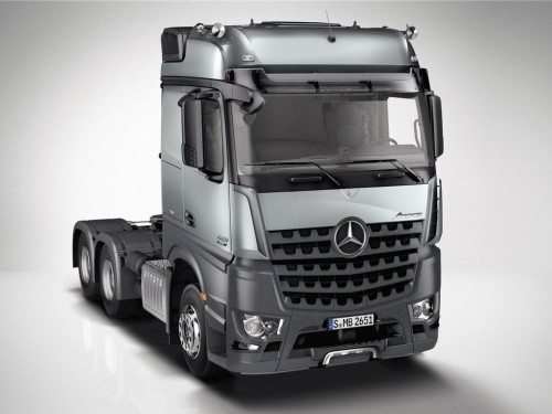 Характеристики седельного тягача Mercedes-Benz Arocs 6x2 10.7 MT 6x2 Arocs 2533 LS Air 3300 (01.2013 - н.в.): фото, размеры, грузоподъемность, масса, скорость, двигатель, топливо, отзывы