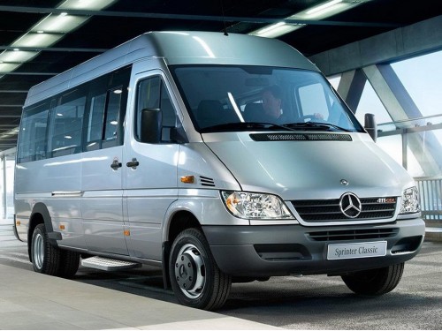 Характеристики грузового фургона Mercedes-Benz Sprinter Classic 413 CDI RWD MT L2 Crew Bus 4.6т. (17+5+1) (07.2013 - 07.2018): фото, размеры, грузоподъемность, масса, скорость, двигатель, топливо, отзывы