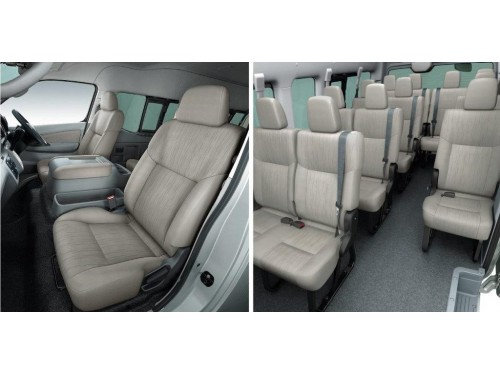 Характеристики автобуса Nissan NV350 Caravan Microbus 2.5 GX Super Long Body Wide High Roof Diesel Turbo (07.2017 - 09.2021): фото, места, схема, вместимость, скорость, двигатель, топливо, масса, отзывы